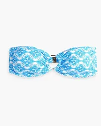 Melissa Odabash Tortola ring-embellished printed bandeau bikini top - Blue Blue