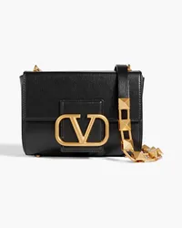 Valentino Garavani VLOGO Stud Sign lizard-effect leather shoulder bag - Black Black