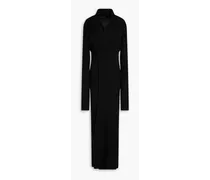 Ribbed silk maxi wrap dress - Black