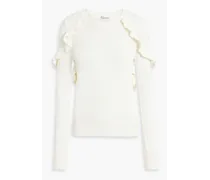 Ruffled cotton sweater - White