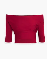 mason by michelle mason Off-the-shoulder cropped knitted top - Red Red