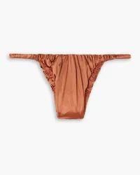 Isa Boulder Waves ruched stretch-satin bikini briefs - Brown Brown