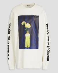 MSGM Appliquéd printed cotton-jersey top - White White