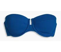 Ribbed underwired bandeau bikini top - Blue