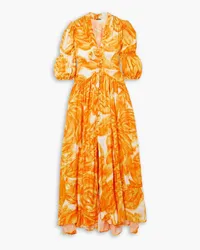 Cult Gaia Willow printed crepe de chine midi dress - Yellow Yellow