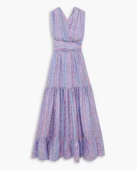 Hannah Charlee printed silk-habotai halterneck maxi dress - Blue Blue