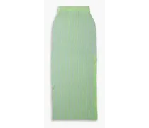 Sophie striped ribbed cotton-blend midi skirt - Green