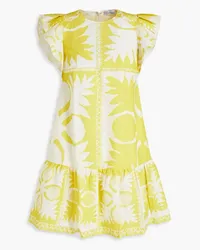 RED Valentino Ruffled printed woven mini dress - Yellow Yellow