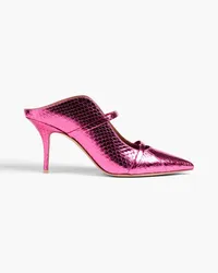 Malone Souliers Maureen 70 metallic snake-effect leather mules - Pink Pink