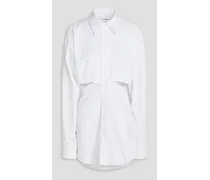 Gathered cutout cotton-poplin shirt - White