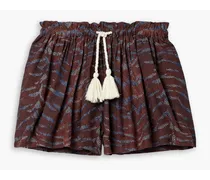 Bijou printed cotton-blend voile shorts - Brown