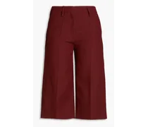 Valentino Garavani Wool and silk-blend crepe shorts - Burgundy Burgundy
