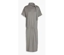 Metallic cashmere-blend midi dress - Gray