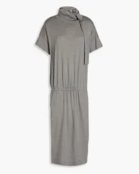 Brunello Cucinelli Metallic cashmere-blend midi dress - Gray Gray