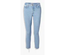 Karolina frayed high-rise skinny jeans - Blue