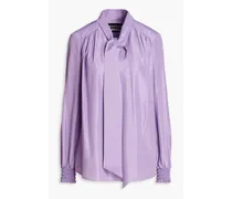 Pussy-bow satin blouse - Purple