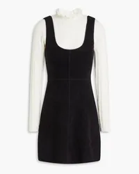 Sandro Bouclé-paneled pointelle-knit mini dress - Black Black