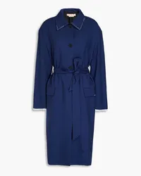 Marni Belted embroidered wool coat - Blue Blue