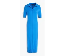 Cotton and cashmere-blend midi shirt dress - Blue
