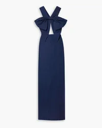 Rosie Assoulin Fleet Week bow-embellished mesh-trimmed taffeta gown - Blue Blue