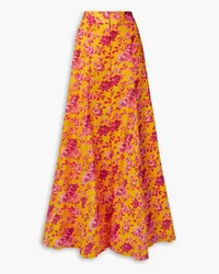 Carolina Herrera New York Floral-print silk-georgette wide-leg pants - Yellow Yellow