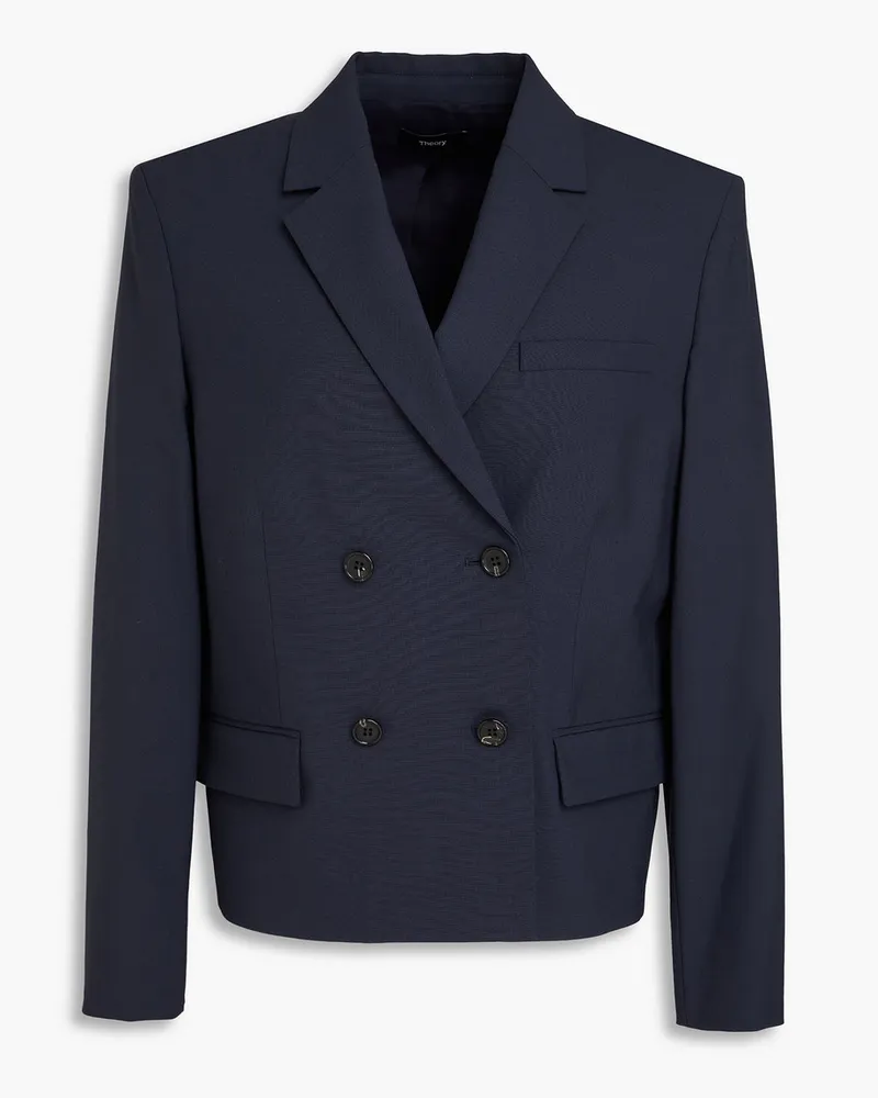 Theory Double-breasted wool-blend blazer - Blue Blue