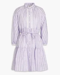 Sandro Belted striped gauze mini dress - Purple Purple