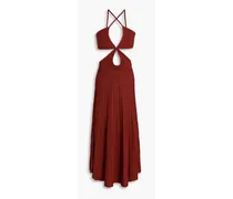 Ottilia cutout ribbed-knit midi dress - Brown