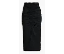 Ruched stretch-jersey midi skirt - Black