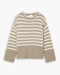 ALLUDE Striped wool and cashmere-blend sweater - Neutral Neutral