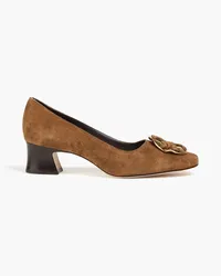 Tory Burch Ring-embellished suede pumps - Brown Brown