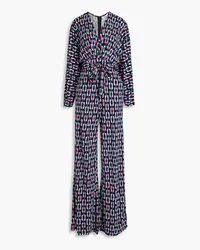 Diane von Furstenberg Fanny printed Lyocell and wool-blend jersey wide-leg jumpsuit - Black Black