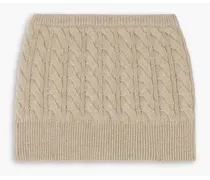 Cable-knit wool and cashmere-blend mini skirt - Neutral