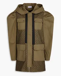 RED Valentino Point d'esprit and cotton-twill hooded parka - Green Green