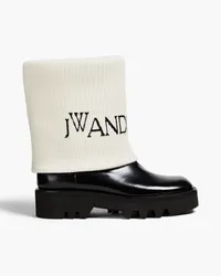 J.W.Anderson Fisherman wool-jacquard and glossed-leather ankle boots - Black Black