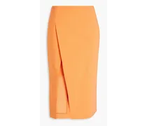 Wrap-effect cotton-blend skirt - Orange