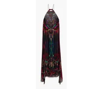 Embellished printed silk-chiffon maxi dress - Black