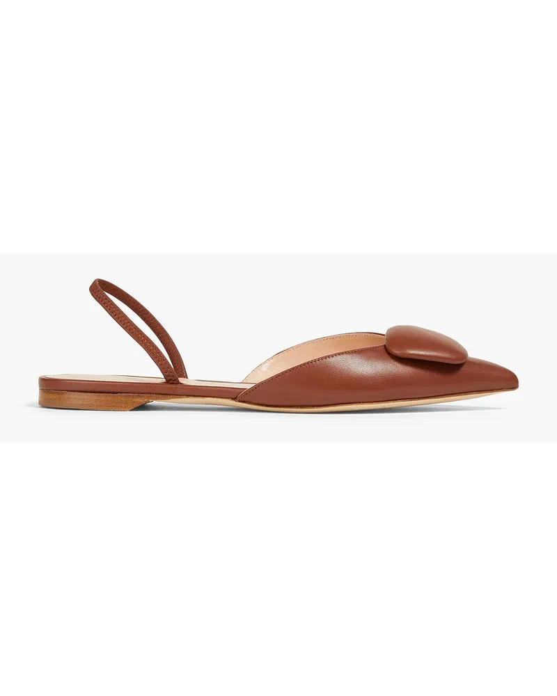 Rupert Sanderson Appliquéd leather point-toe flats - Brown Brown