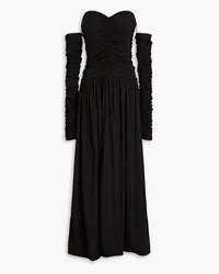 Rosetta Getty Strapless ruched stretch-jersey maxi dress - Black Black