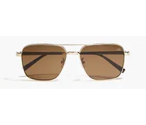 Gold-tone metal aviator-frame sunglasses - Metallic
