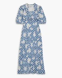 RIXO Nicolette printed woven midi dress - Blue Blue