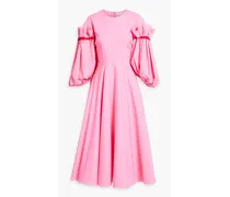 Enala ruffled cotton-poplin midi dress - Pink