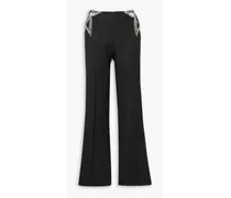 Crystal-embellished cutout woven pants - Black