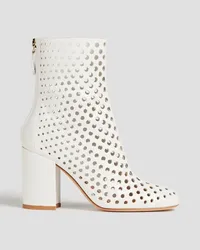 Gianvito Rossi Laser-cut leather ankle boots - White White