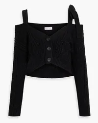 RED Valentino Cold-shoulder cropped cable-knit cardigan - Black Black