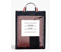 Thom Browne Leather-trimmed printed mesh tote - Blue Blue