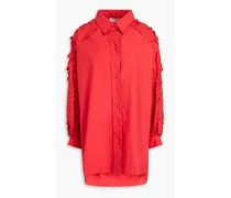Appliquéd cotton-poplin shirt - Red
