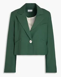 Ganni Cropped woven blazer - Green Green