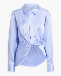 Alexander Wang Asymmetric twist-front silk-satin shirt - Blue Blue