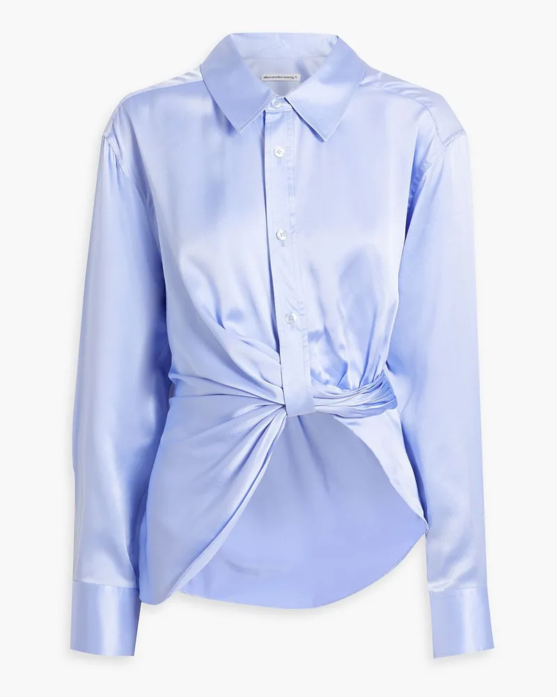 Alexander Wang Asymmetric twist-front silk-satin shirt - Blue Blue